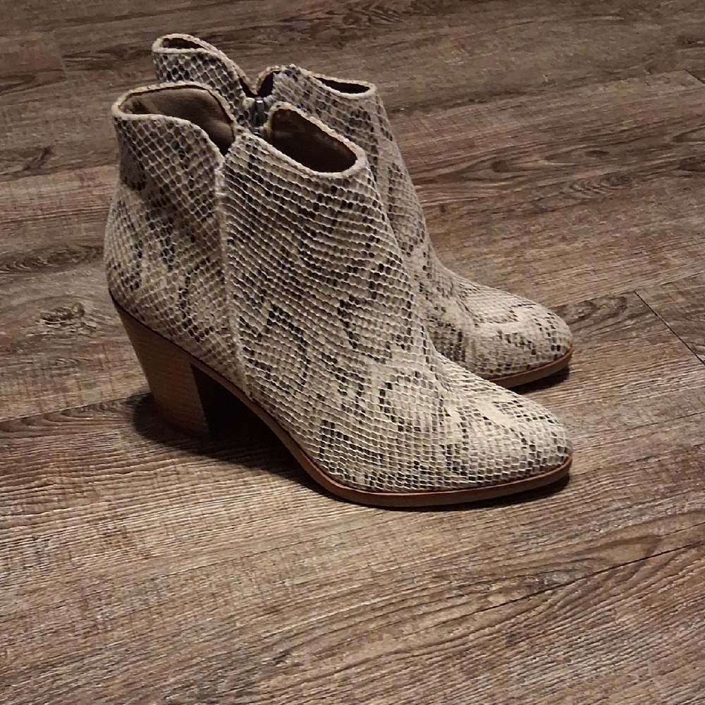 Maurices Beige Snakeskin Ankle Booties